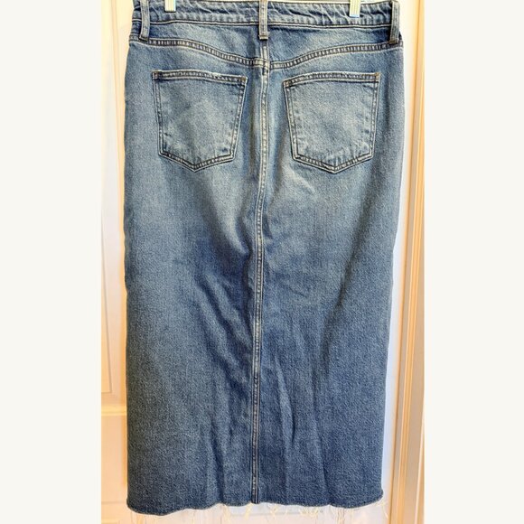 Kut from the Kloth Jen Denim Midi Skirt Raw Hem Size 6 - Picture 2 of 11